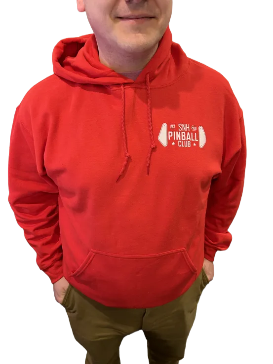 SNHPC logo hoodie front in red